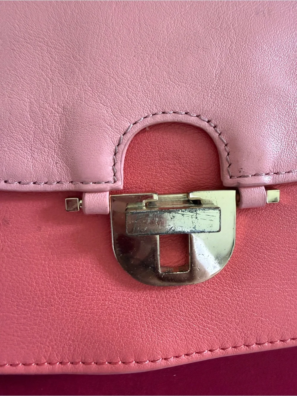 Tory Burch Pink Leather Shoulder Bag with Gold Chain Strap